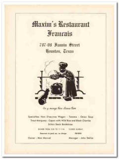 maxims restaurant francais 1953 max manuel ahepa houston vintage ad