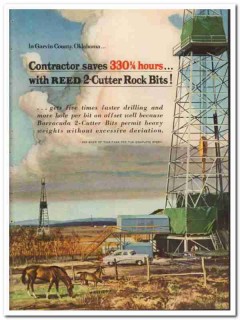 Reed Roller Bit Company 1954 Vintage Ad Contractor Saves 2-Cutter Rock