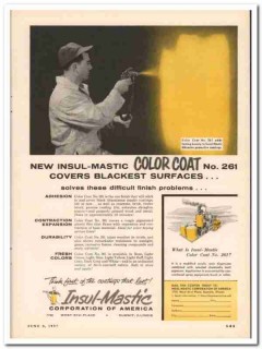 insul-mastic corp 1957 color coat covers blackest surfaces vintage ad