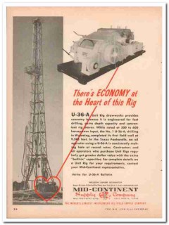 Mid-Continent Supply Company 1957 Vintage Ad Drawworks U-36-A Unit Rig Mid-Continent Supply Company 1957 Vintage Ad Drawworks U-36-A Unit Rig