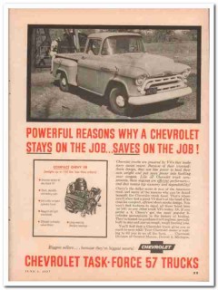 chevrolet 1957 powerful reasons compact v8 chevy truck vintage ad