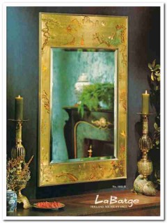 la barge 1976 chinoiserie reverse painted gold leaf mirror vintage ad