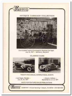 kruse company 1977 auction antique carriage classic cars vintage ad