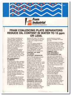 Fram Industrial Filter Corp 1984 Vintage Catalog Oil Plate Separators