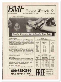 BMF Torque Wrench Company 1994 Vintage Catalog Tool Hydraulic Powered BMF Torque Wrench Company 1994 Vintage Catalog Tool Hydraulic Powered