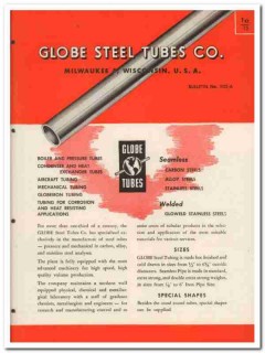 Globe Steel Tubes Company 1945 vintage catalog seamless welded tubing Globe Steel Tubes Company 1945 vintage catalog seamless welded tubing