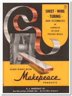 D E Makepeace Company 1945 vintage metal catalog sheet wire tubing D E Makepeace Company 1945 vintage metal catalog sheet wire tubing
