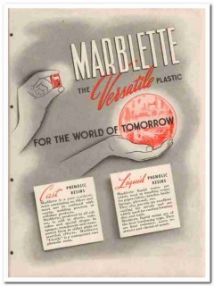 Marblette Corp 1945 vintage plastic catalog phenolic resins liquid