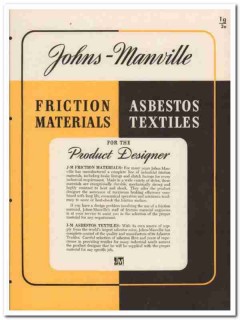 Johns-Manville 1945 vintage catalog asbestos textile friction material
