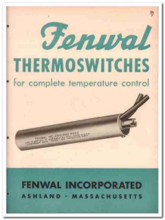 Fenwal Inc 1945 vintage electrical catalog thermoswitches temperature