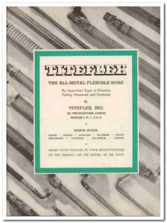 Titeflex Inc 1945 vintage industrial catalog hose flexible all-metal Titeflex Inc 1945 vintage industrial catalog hose flexible all-metal