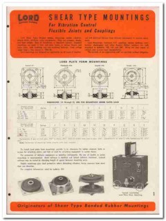 Lord Mfg Company 1945 vintage industrial catalog rubber mountings