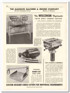 Madison Machine Engine Company 1956 vintage dairy catalog cheese cut