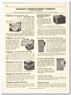 Schwartz Mfg Company 1956 vintage dairy catalog milk filter discs