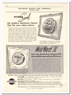 Mid-West Bottle Cap Company 1956 vintage dairy catalog closure