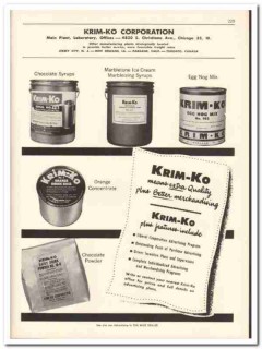Krim-Ko Corp 1956 vintage dairy catalog ice cream drink flavors syrups