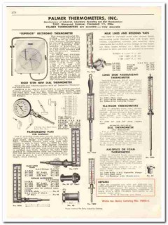 Palmer Thermometers Inc 1956 vintage dairy catalog lab recording dial