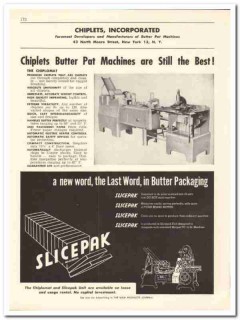 Chiplets Inc 1956 vintage dairy catalog butter pat machines packaging Chiplets Inc 1956 vintage dairy catalog butter pat machines packaging