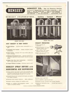 Henszey Company 1956 vintage dairy catalog evaporators spray dryers