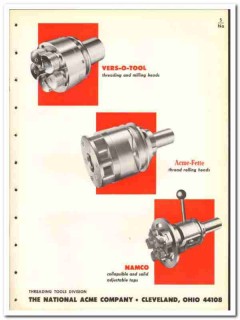 National Acme Company 1965 vintage industrial catalog threading tools