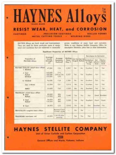 Haynes Stellite Company 1946 vintage metal catalog alloys castings Haynes Stellite Company 1946 vintage metal catalog alloys castings