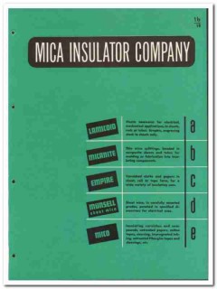Mica Insulator Company 1946 vintage industrial catalog Lamicoid Mico