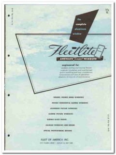 Fleet Of America Inc 1958 vintage windows catalog aluminum double hung