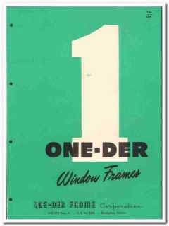 One-Der Frame Corp 1955 vintage window catalog sheet steel metal One-Der Frame Corp 1955 vintage window catalog sheet steel metal