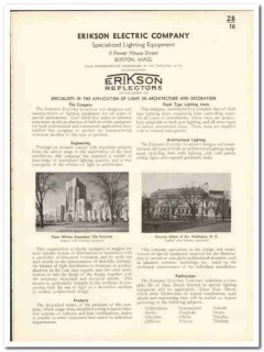 Erikson Electric Company 1935 vintage catalog lighting equipment flush