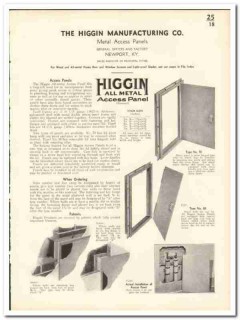 Higgin Mfg Company 1935 vintage bathroom catalog metal access panels Higgin Mfg Company 1935 vintage bathroom catalog metal access panels