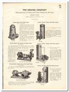 Deming Company 1935 vintage plumbing catalog pumps well water turbine
