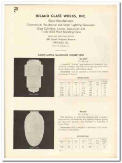 Inland Glass Works Inc 1935 vintage catalog illuminating glassware