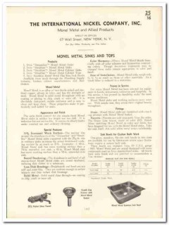 International Nickel Company 1935 vintage plumbing catalog metal sinks International Nickel Company 1935 vintage plumbing catalog metal sinks