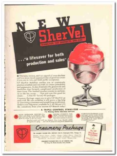 Creamery Package Mfg Company 1943 vintage ad ice cream SherVel sales Creamery Package Mfg Company 1943 vintage ad ice cream SherVel sales