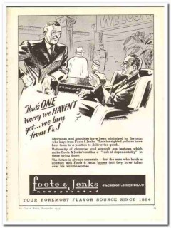 Foote Jenks Inc 1943 vintage ad ice cream vanilla flavor shortages