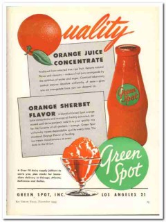 Green Spot Inc 1943 vintage ad ice cream orange juice concentrate