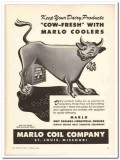Marlo Coil Company 1943 vintage ad ice cream dairy coolers cow-fresh