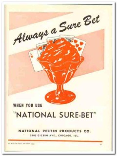 National Pectin Products Company 1943 vintage ad ice cream Always Sure