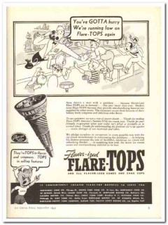 Flare-Top Cone Company 1943 vintage ad ice cream hurry running low Flare-Top Cone Company 1943 vintage ad ice cream hurry running low