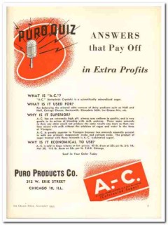 Puro Products Company 1943 vintage ad ice cream extra profits