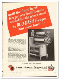 Cherry-Burrell Corp 1944 vintage ad ice cream Duo-Dash freezer batch