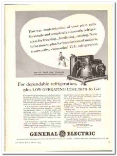 General Electric Company 1944 vintage ad ice cream post-war operating General Electric Company 1944 vintage ad ice cream post-war operating