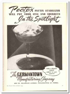 Germantown Mfg Company 1944 vintage ad ice cream Pectex spotlight Germantown Mfg Company 1944 vintage ad ice cream Pectex spotlight