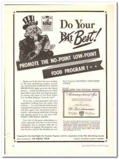 Ice Cream Field 1944 vintage ad ice cream promote food program