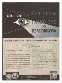 S Gumpert Company 1944 vintage ad ice cream third eye wartime S Gumpert Company 1944 vintage ad ice cream third eye wartime