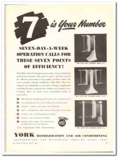 York Corp 1944 vintage ad ice cream refrigeration heat exchangers