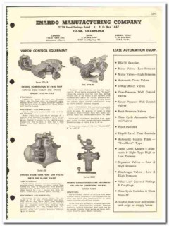 Enardo Mfg Company 1959 vintage oil gas catalog vapor control valves