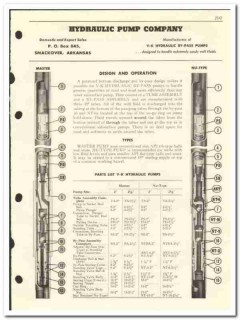 Hydraulic Pump Company 1959 vintage oil catalog oilfield V-K by-pass