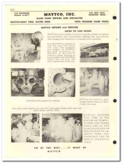 Mattco Inc 1959 vintage oil gas catalog slush pump repairs parts Mattco Inc 1959 vintage oil gas catalog slush pump repairs parts