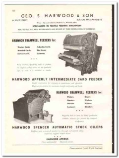 Geo S Harwood Son Inc 1938 vintage textile ad feeding machinery mill